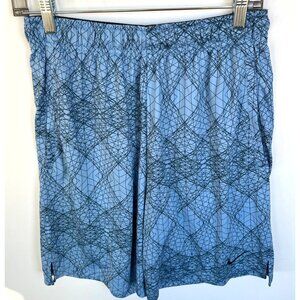 Nike Blue Patterned Long Athletic Gym Basketball Shorts  Size Medium Activewear